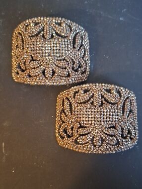 Cut Steel Marshall Field Co. France Filigree Shoe Buckles- Bronze Sparkle